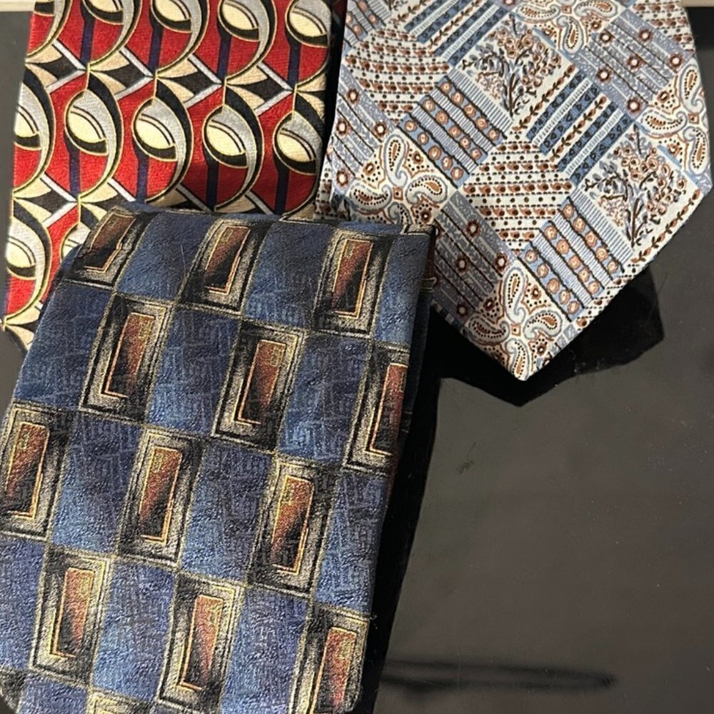 Pierre Cardin Raphael Mid Century Modernist Ties Patchwork Retro Bundle Tie Lot